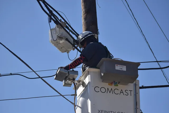 cable repairman, technician, comcast, xfinity, cable technician, cable repair, electrician, service, installation, maintenance, repair, electrical wires, electrical cables, utility pole, cat 5 wire, cat 5 cable, electricity, worker, professional, dangerous, job, hard work, hardhat, houston texas 2023-2024, dangerous work environment. Hiring dependable electrical contractor workers without rushing the process