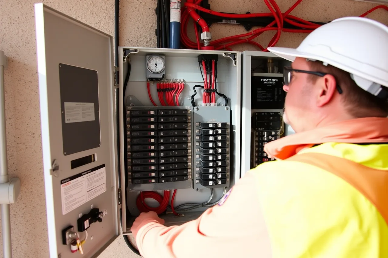 Electrician installing a new residential electrical panel with breakers (Electrical contractor packages: bundles that make sense)
